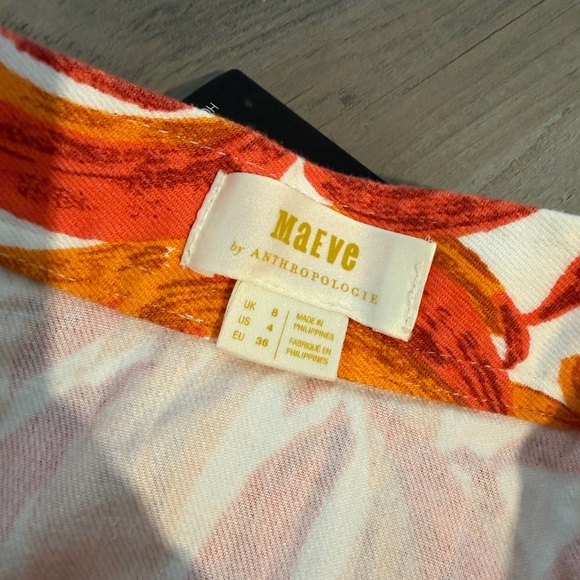 Maeve Anthropologie Banana Grove Denim Midi Skirt Orange Size 4 Orange Button - Picture 5 of 7